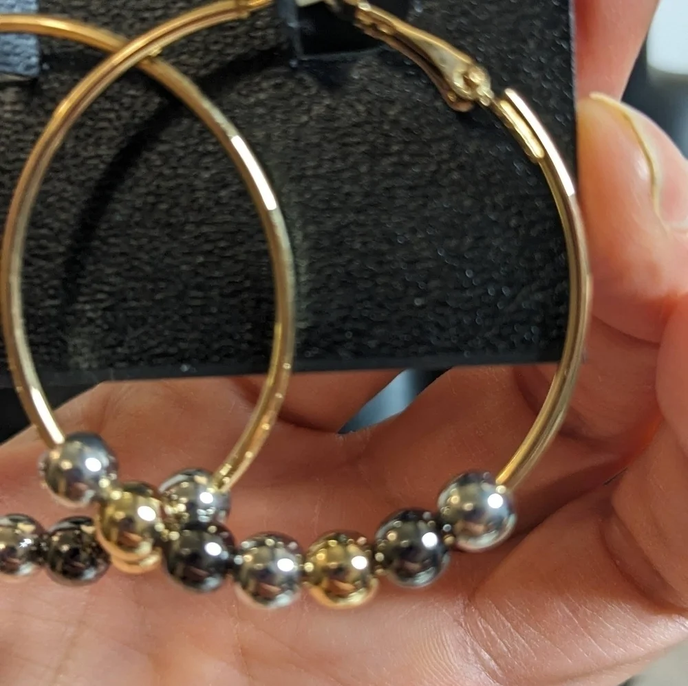 Ophelia Roe Gold Tone‎ Beaded Hoops